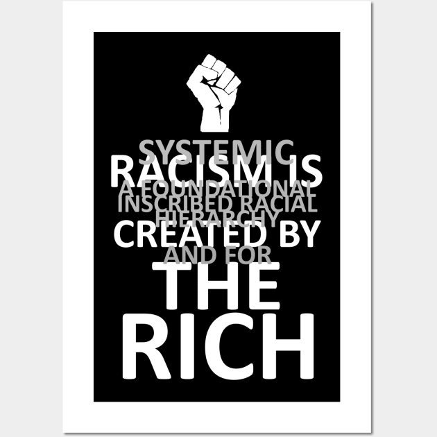 RACISM IS CREATED BY THE RICH (dark BG) Wall Art by WallHaxx